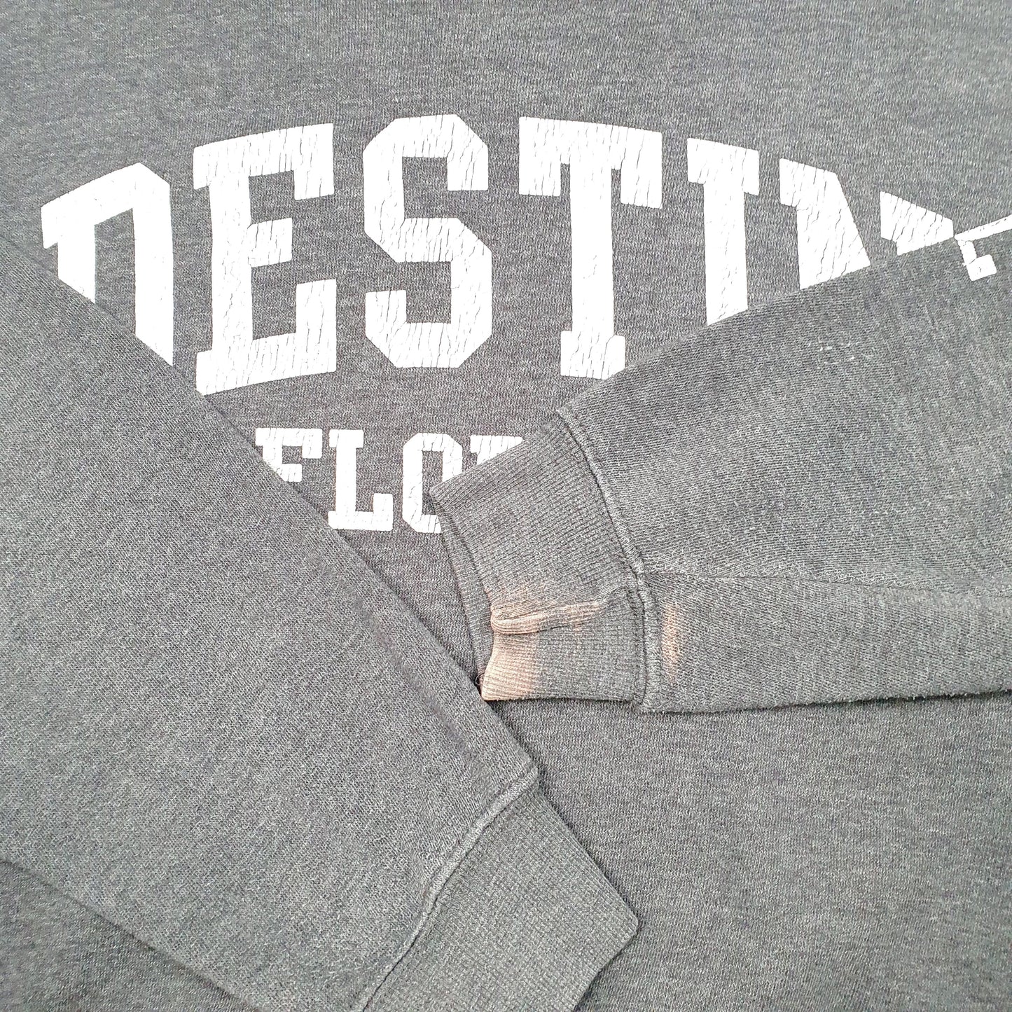 Mens Grey U.S. Vintage Destin Florida Spellout Crewneck Jumper