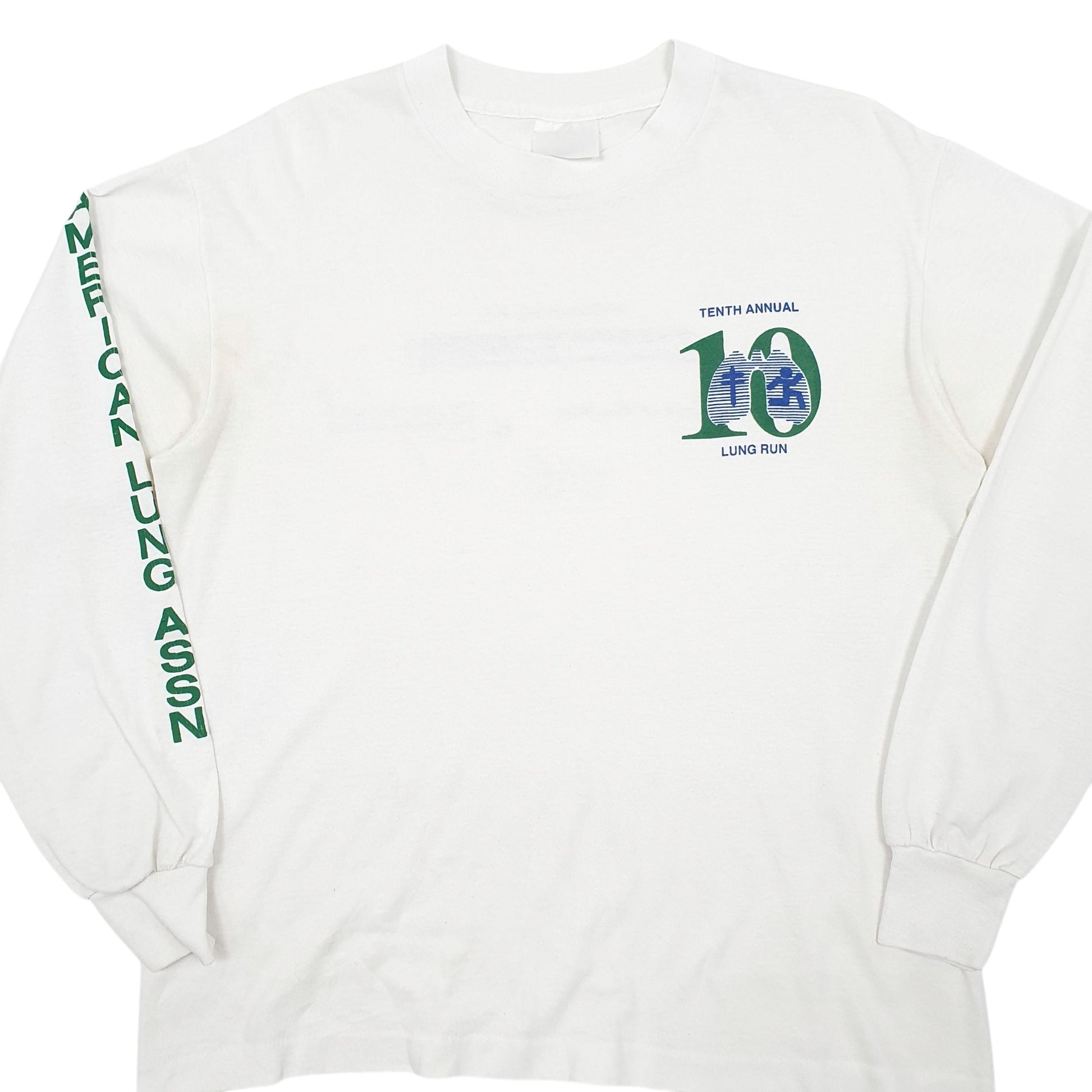 Mens White Unbranded Single Stitch Vintage 90s Long Sleeve T Shirt