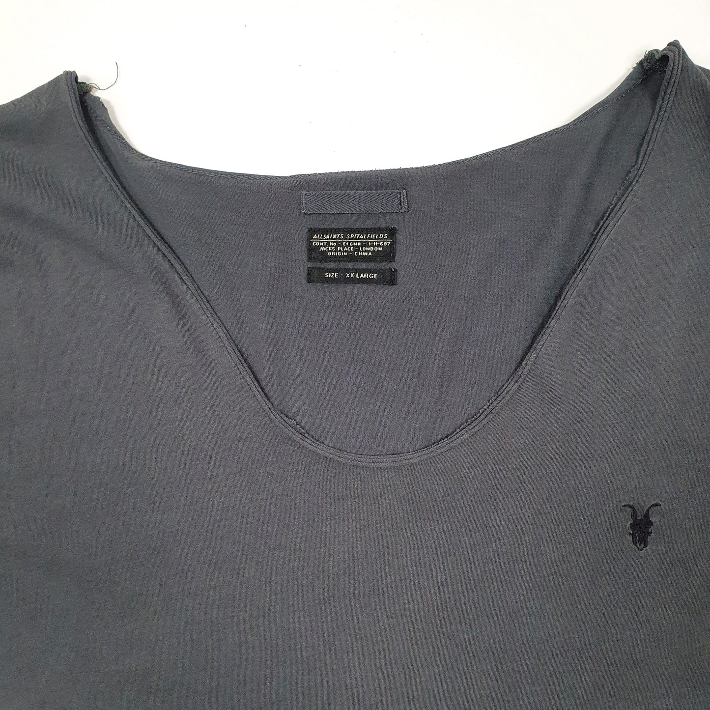 Mens Grey AllSaints V Neck Lightweight Short Sleeve T Shirt
