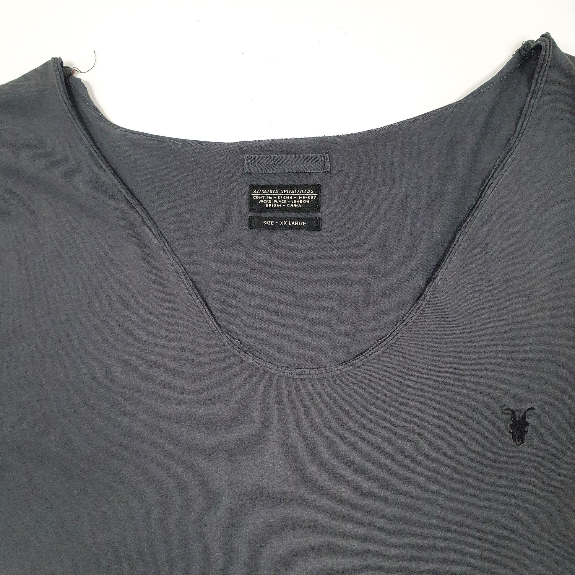 Mens Grey AllSaints V Neck Lightweight Short Sleeve T Shirt
