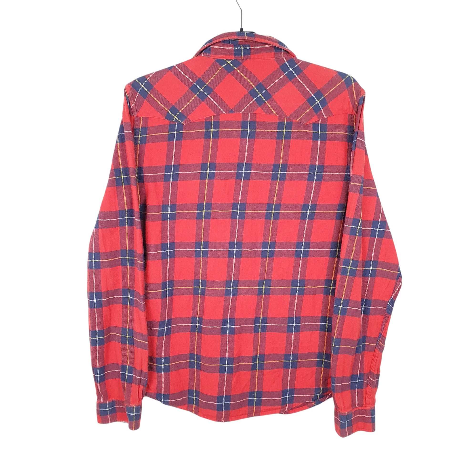 Womens Red Lee Rider Flannel Pear Snap Long Sleeve Shirt