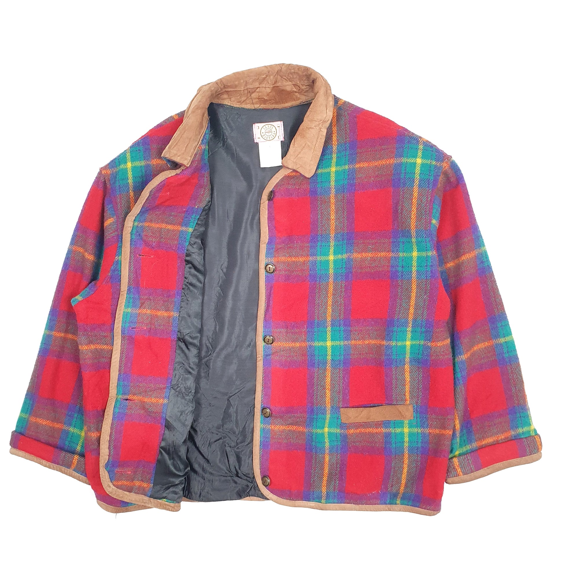Mens Red Santa Barbara Vintage 1990s Plaid Mackinaw Windbreaker  Coat