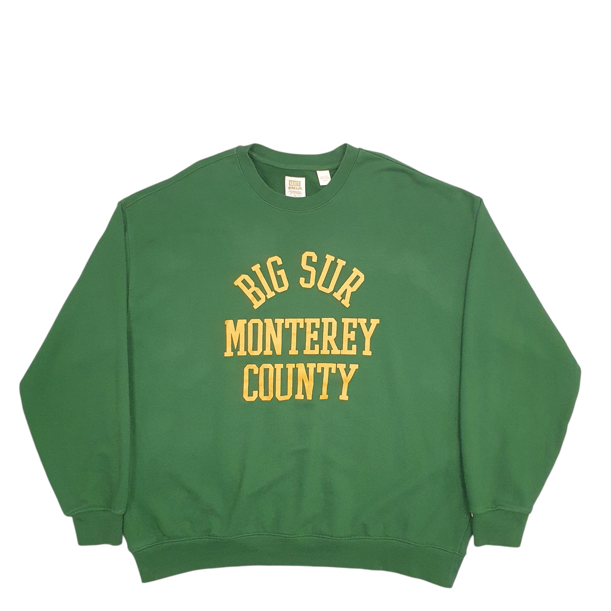Mens Green Levis Big Sur Monterey County Spellout Gold Tab Crewneck Jumper