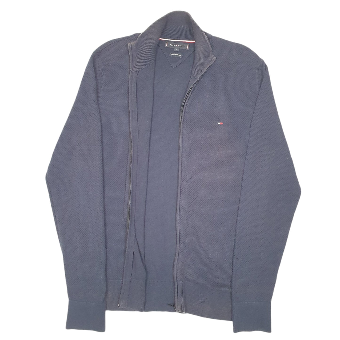 Mens Navy Tommy Hilfiger Knit Full Zip Jumper