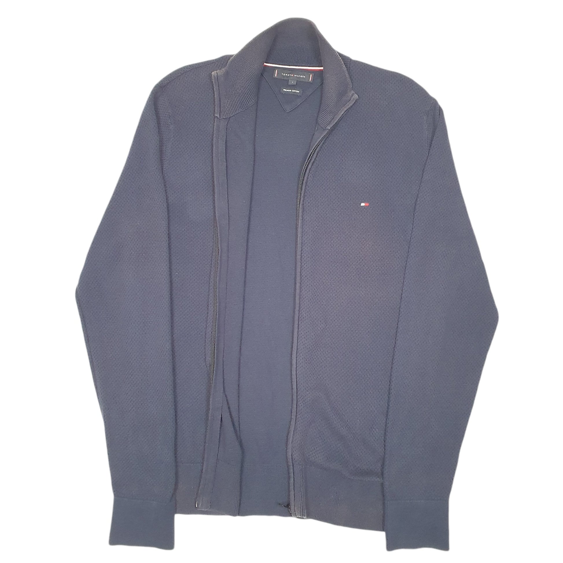 Mens Navy Tommy Hilfiger Knit Full Zip Jumper