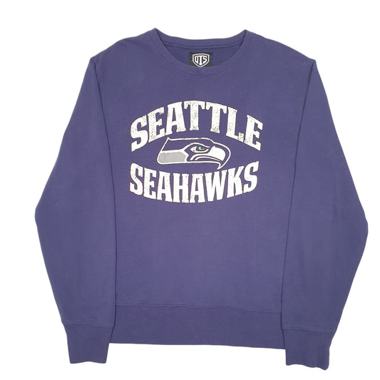 Mens Navy OTS NFL Seattle Seahawks Football USA Spellout Crewneck Jumper