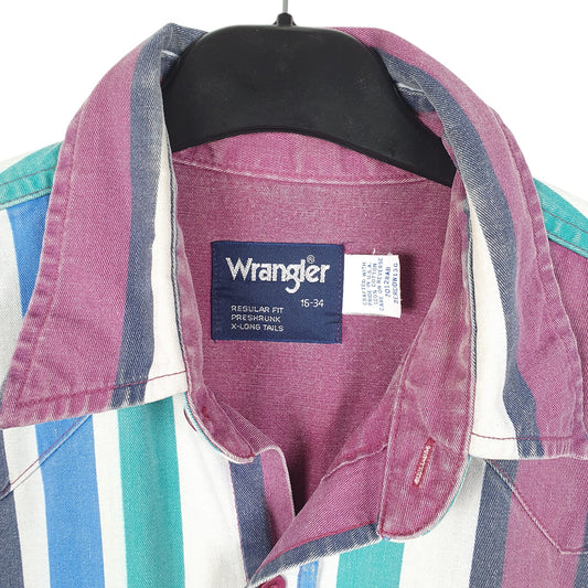 Mens White Wrangler Vintage Made In USA X Long Tails Long Sleeve Shirt