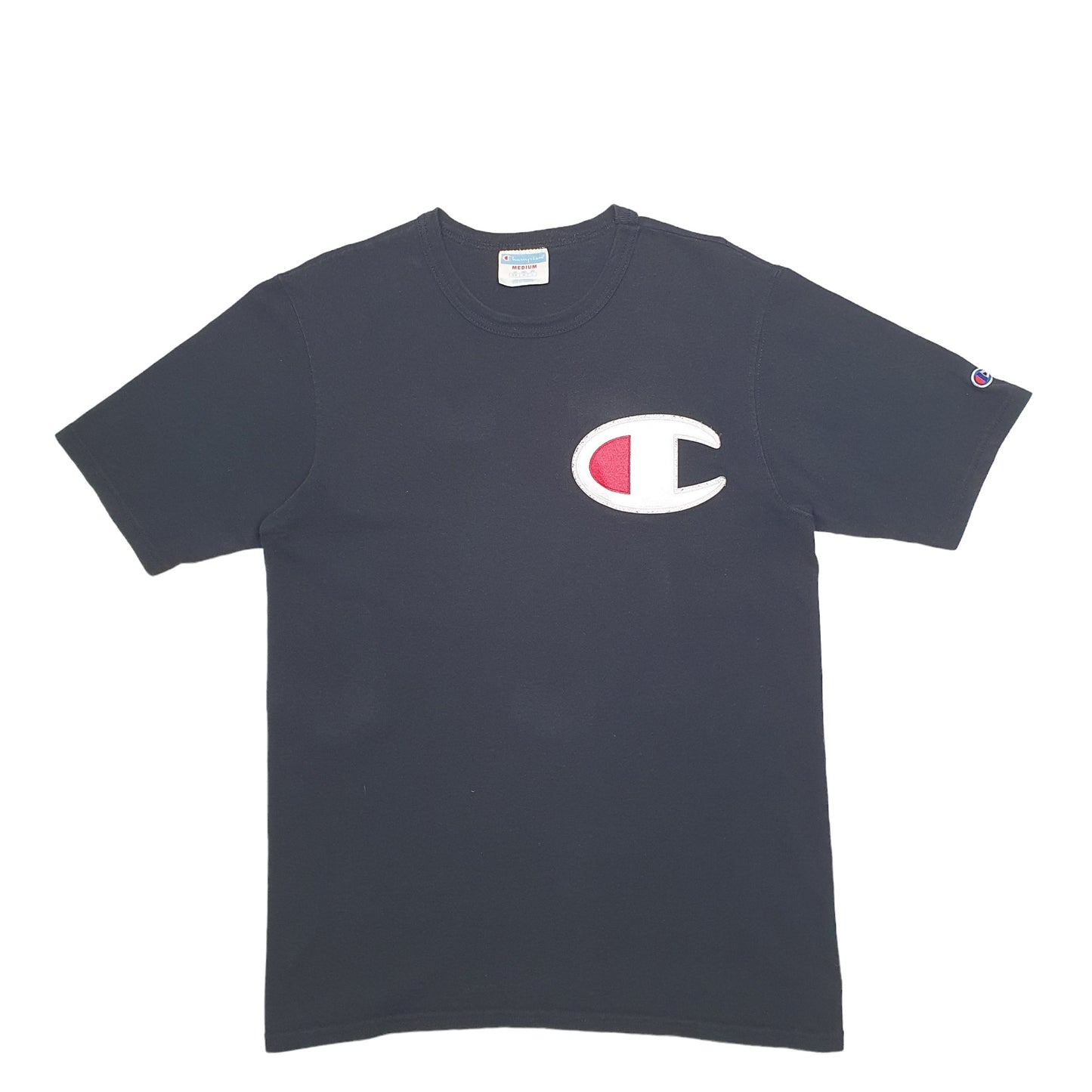 Mens Black Champion  Short Sleeve T Shirt