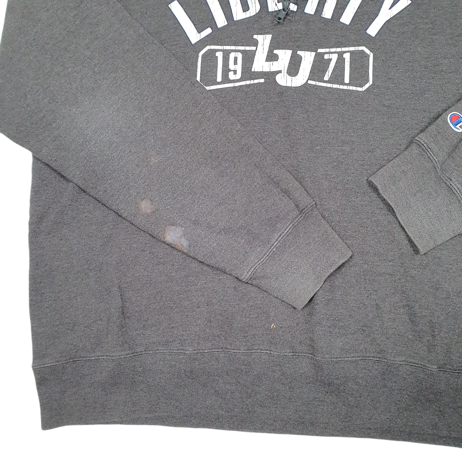 Mens Grey Champion Liberty University USA Spellout Quarter Zip Jumper