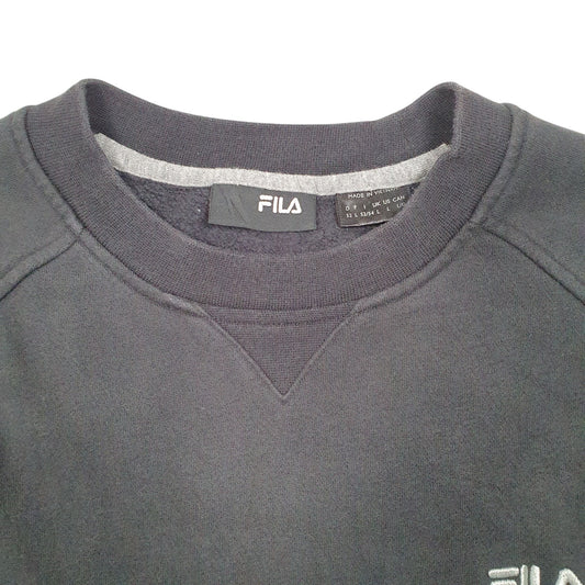 Mens Black Fila Raglan Crewneck Jumper