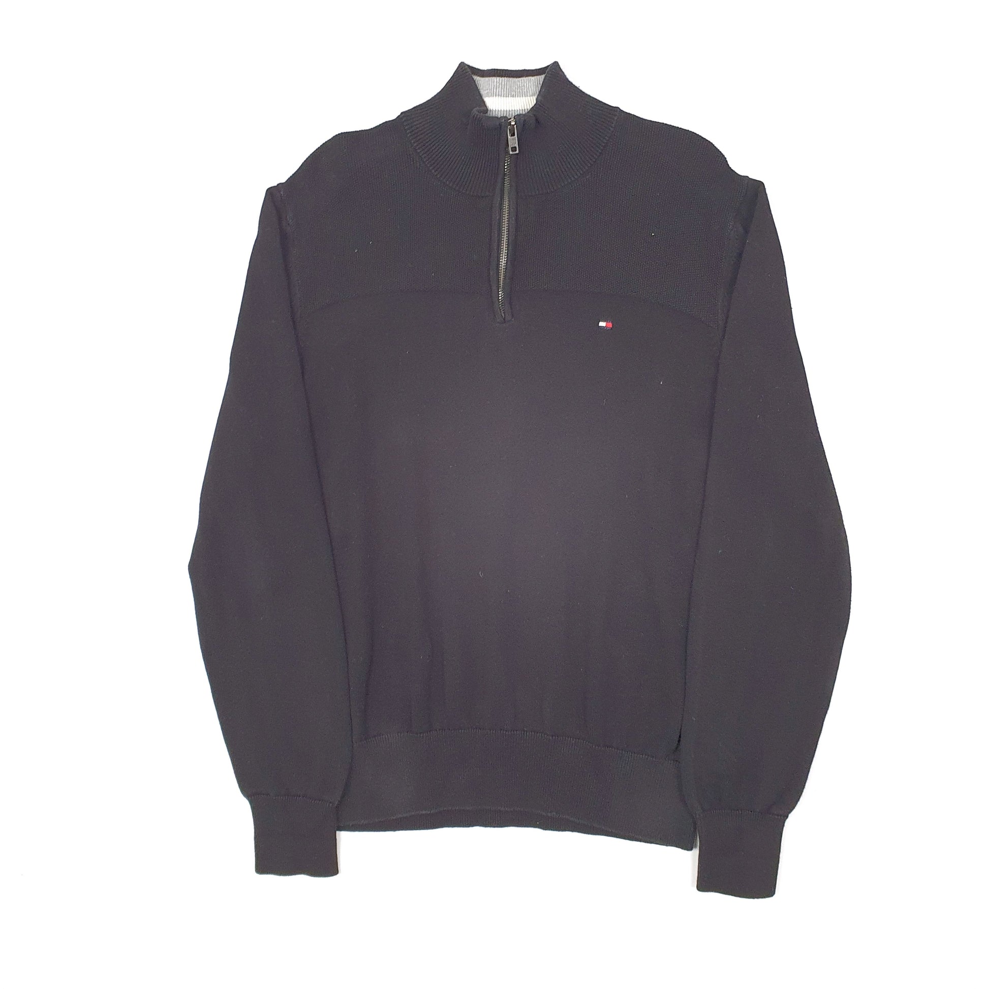 Mens Black Tommy Hilfiger  Quarter Zip Jumper