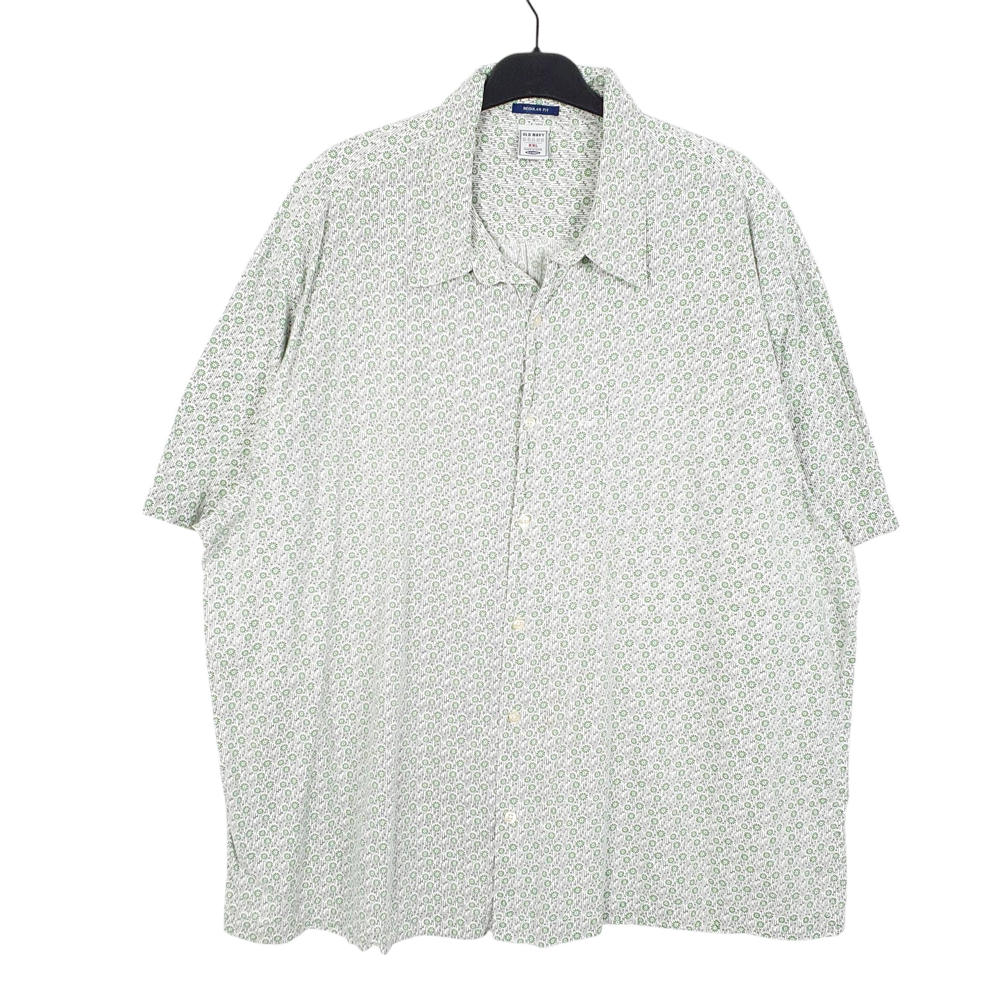 Mens White Old Navy Floral Flowers Short Sleeve Shirt