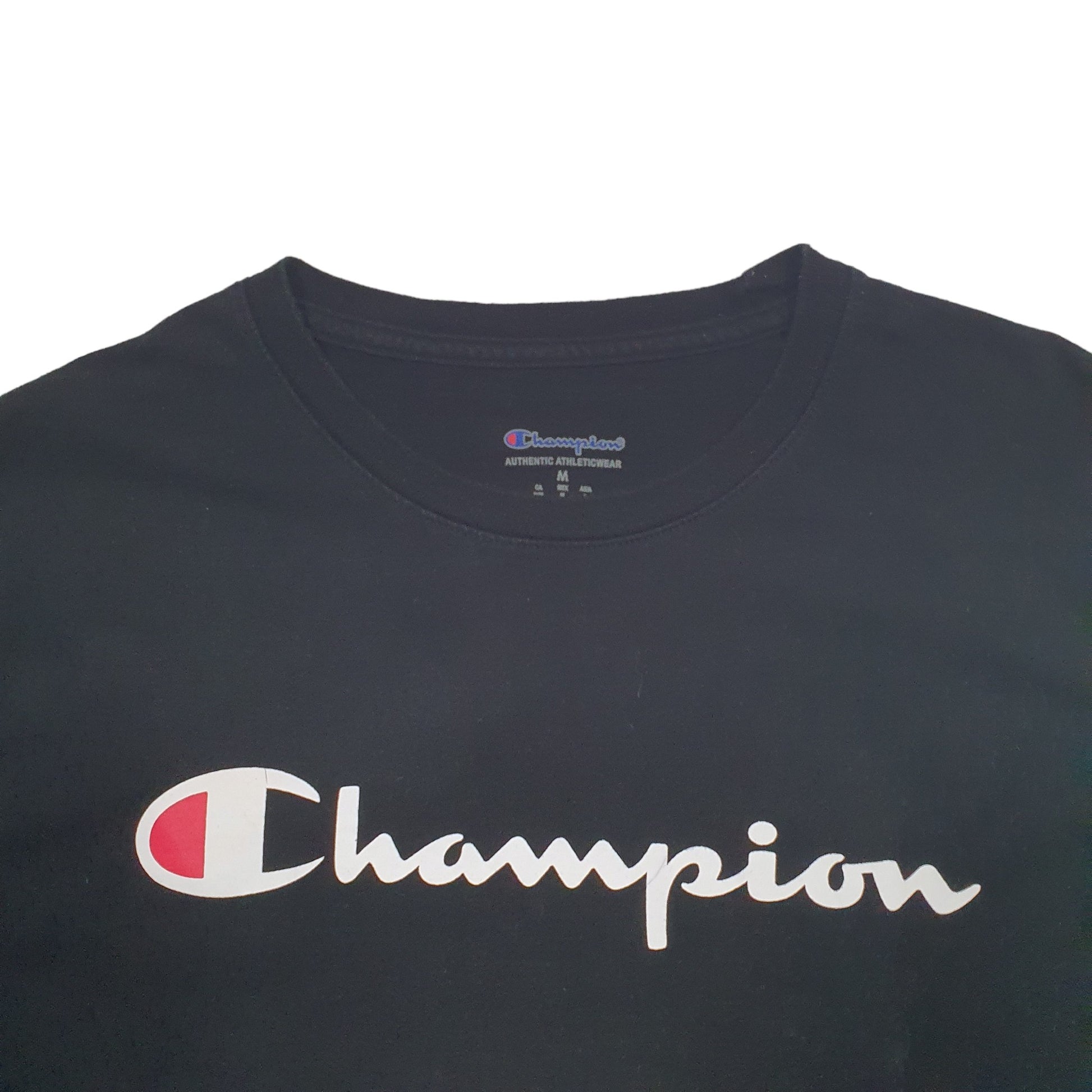 Mens Black Champion Spellout Short Sleeve T Shirt