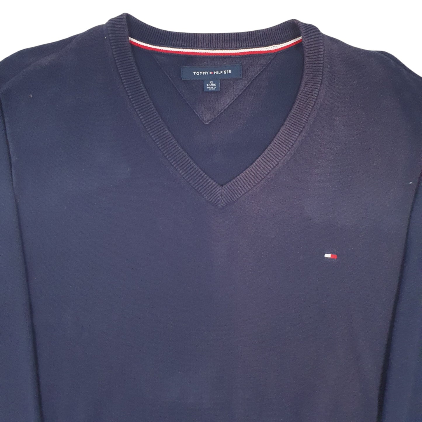 Mens Navy Tommy Hilfiger  V Neck Jumper
