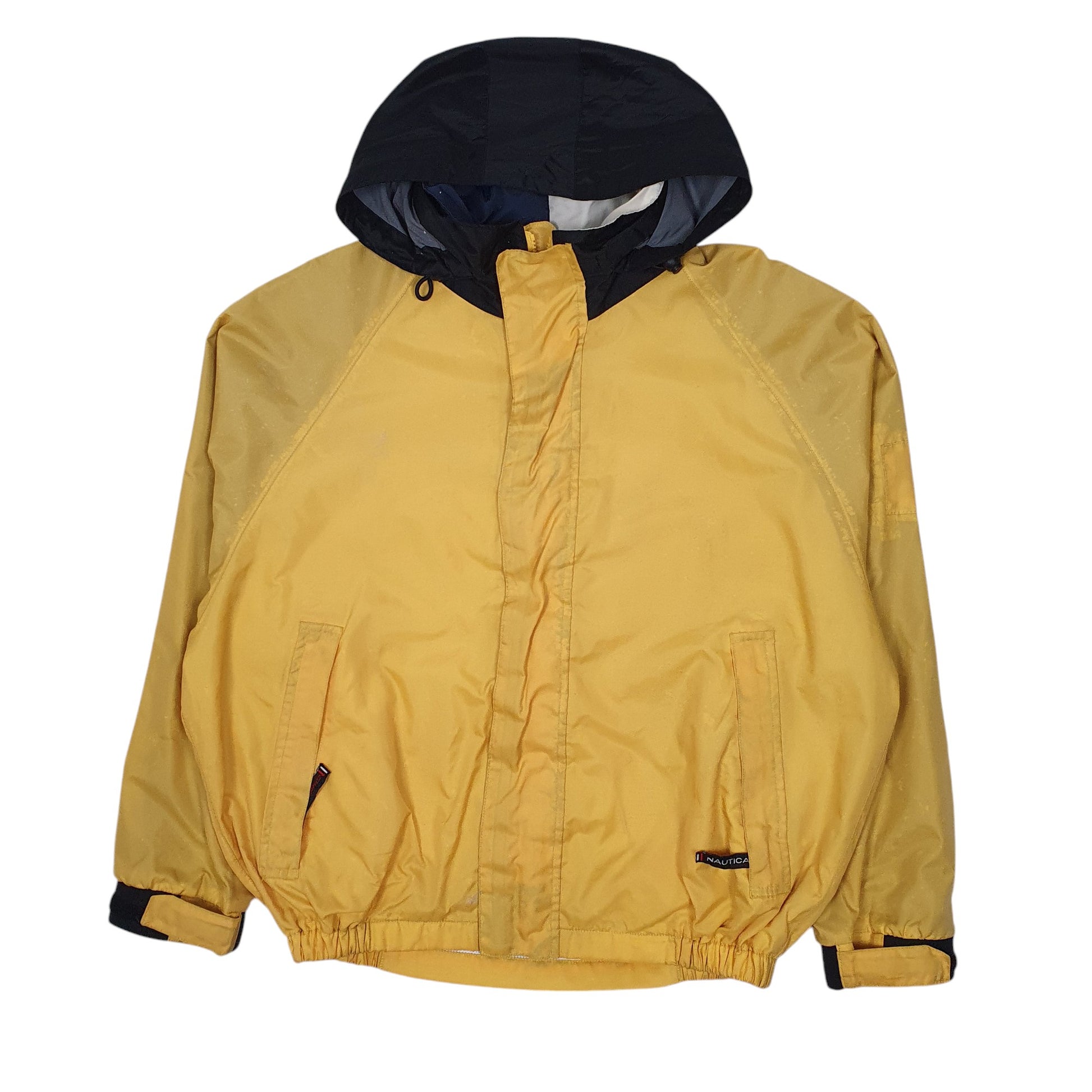 Mens Yellow Nautica Competition Vintage 90s Crewneck Coat