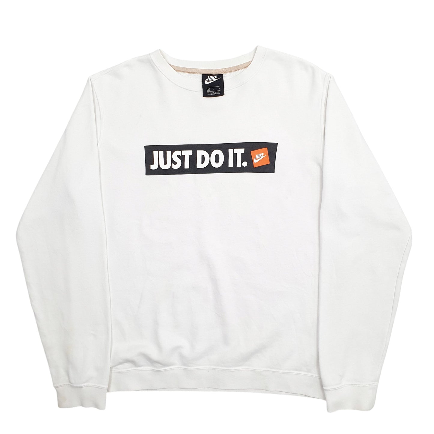 Mens White Nike Just Do It Spellout Crewneck Jumper