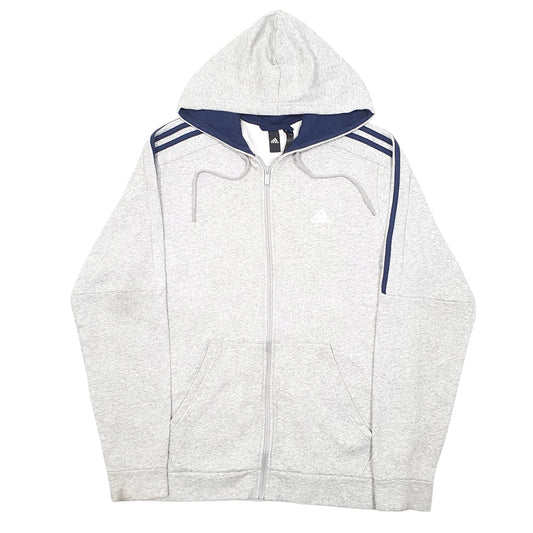 Mens Grey Adidas Hoodie Full Zip Jumper