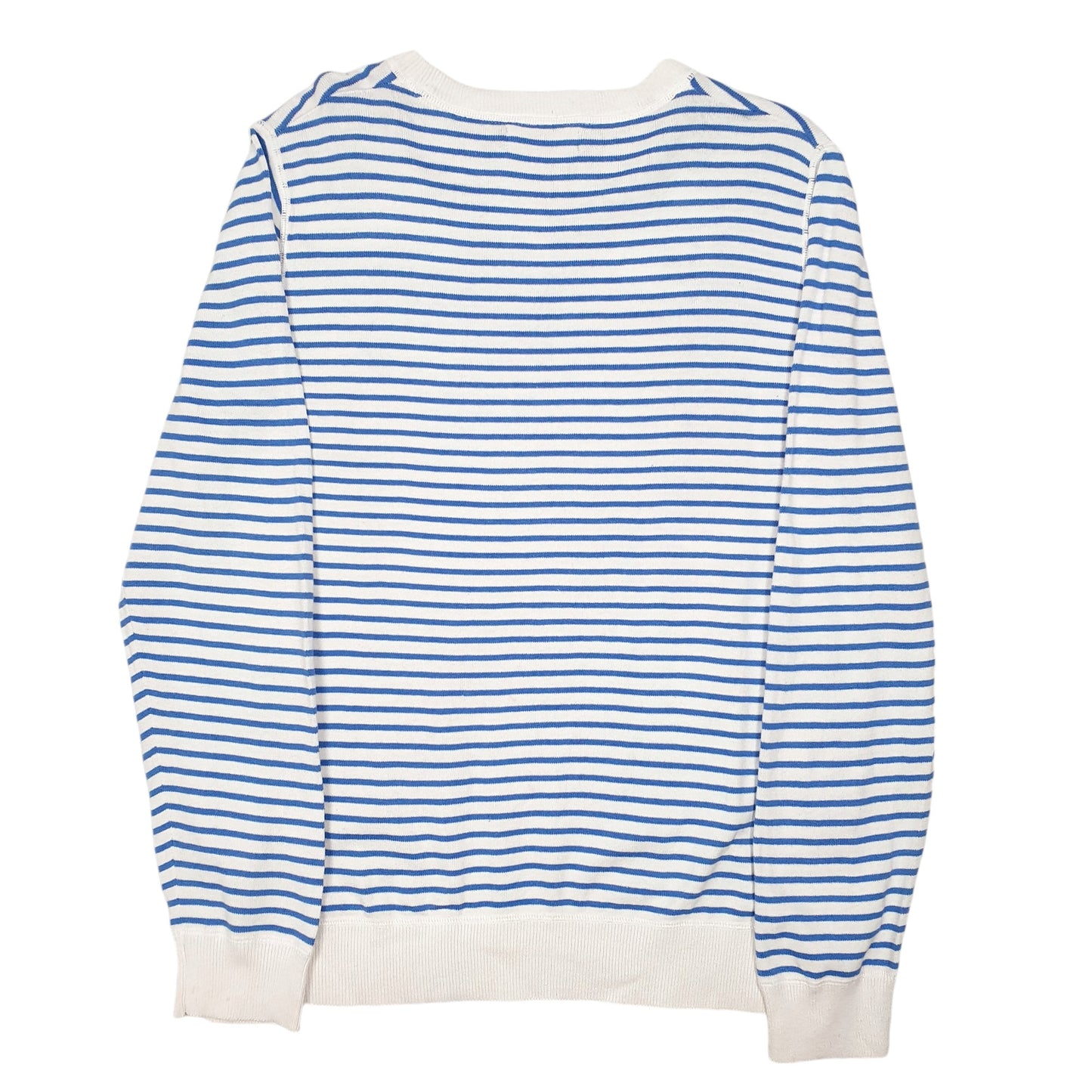 Mens Blue Nautica Knit Striped Sweater Crewneck Jumper