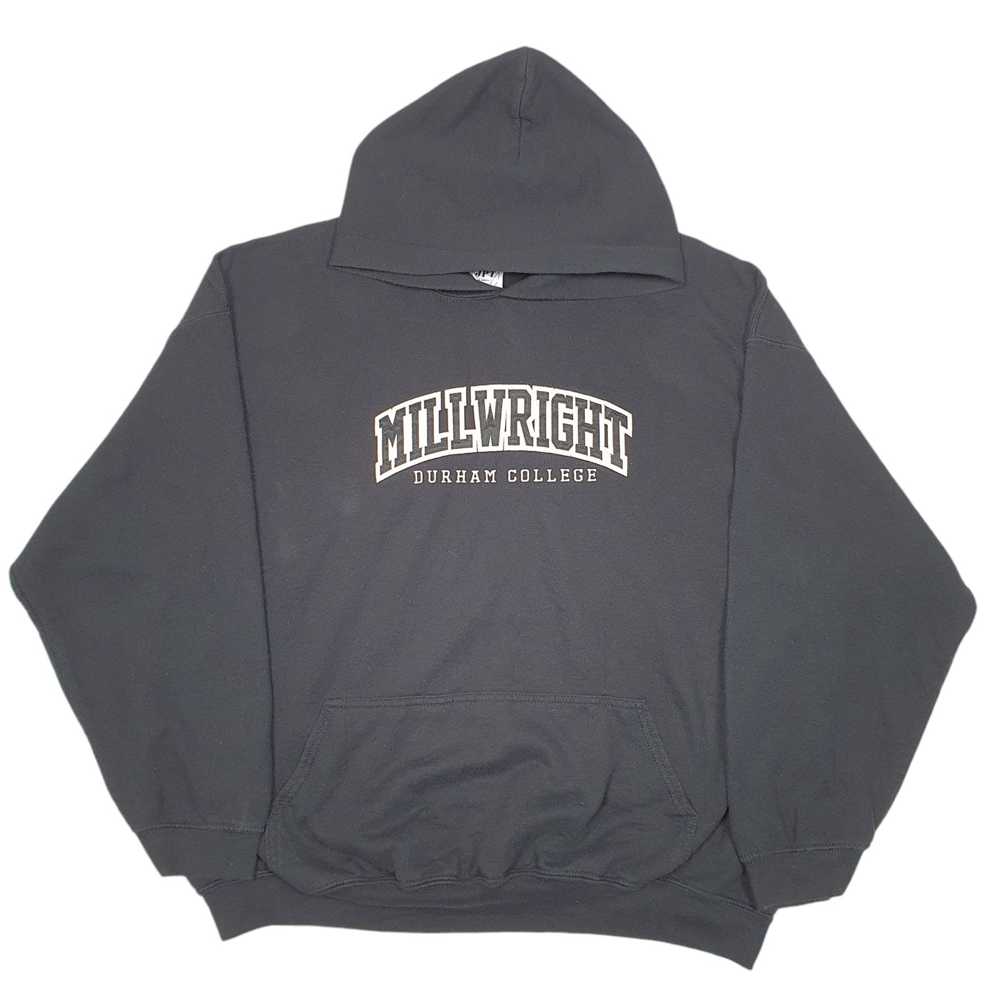Mens Black JPT Classics Millwright Durham College USA Spellout Hoodie Jumper
