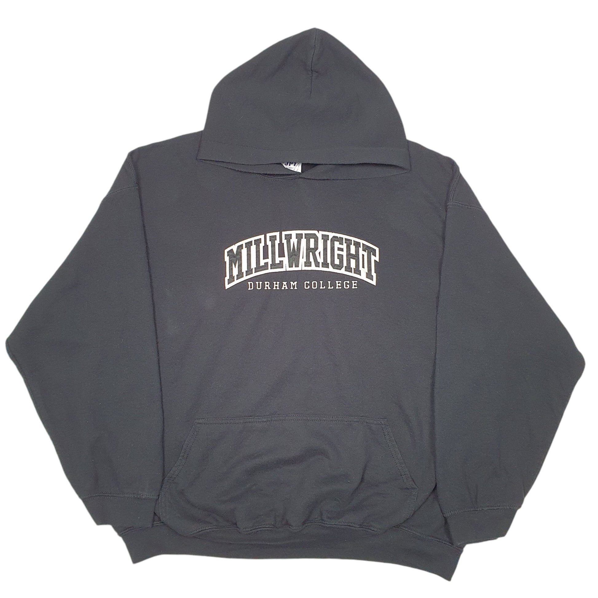 Mens Black JPT Classics Millwright Durham College USA Spellout Hoodie Jumper