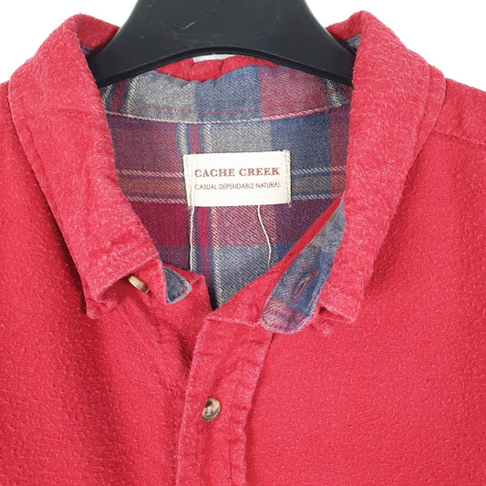 Mens Red Cache Creek Chamois Overshirt Shacket Long Sleeve Shirt