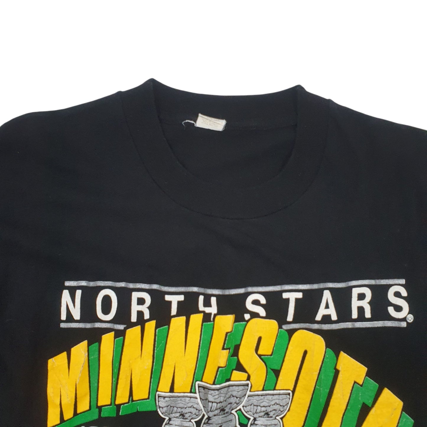 Mens Black Screen Stars Single Stitch Vintage 80s Short Sleeve T Shirt