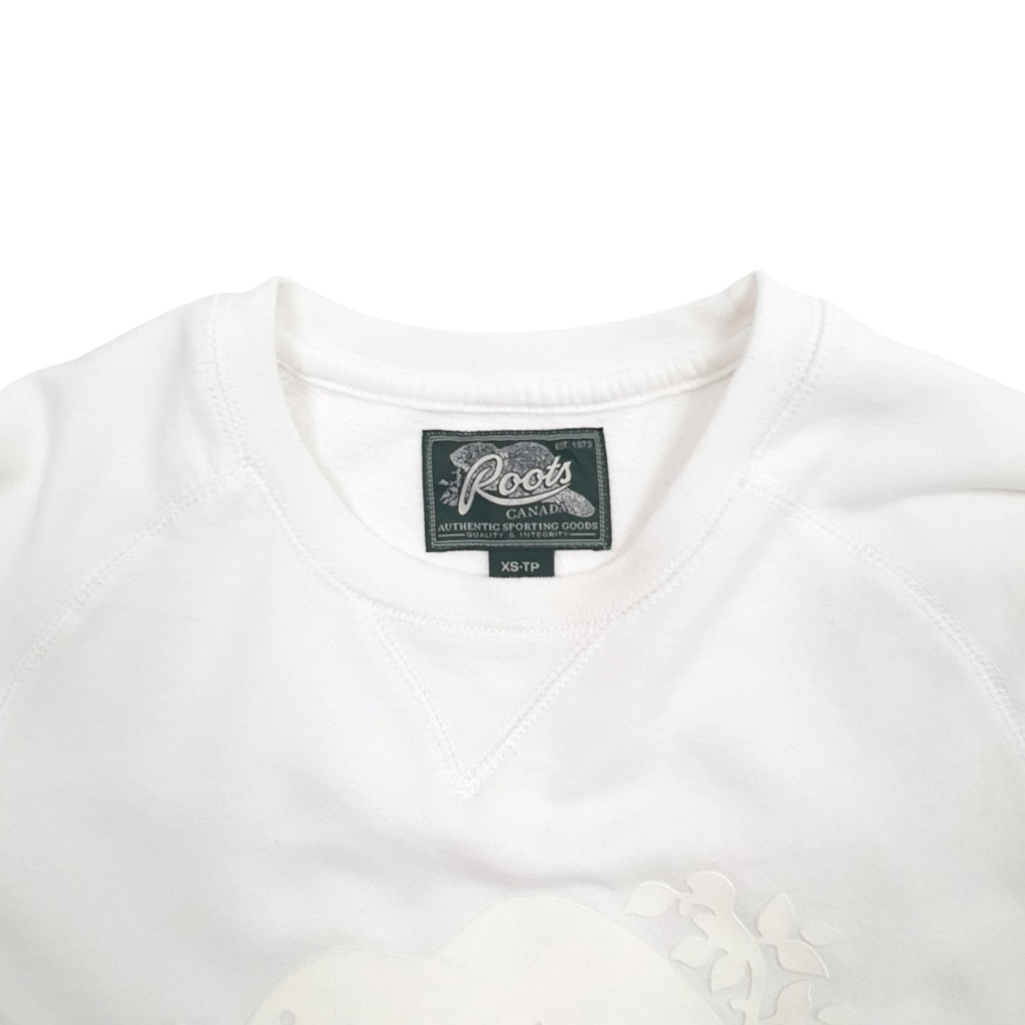 Mens White Roots Canada Spellout Crewneck Jumper