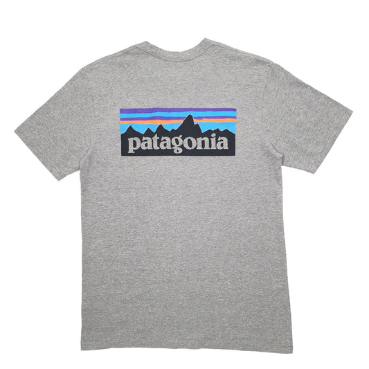 Mens Grey Patagonia Spellout Logo Short Sleeve T Shirt