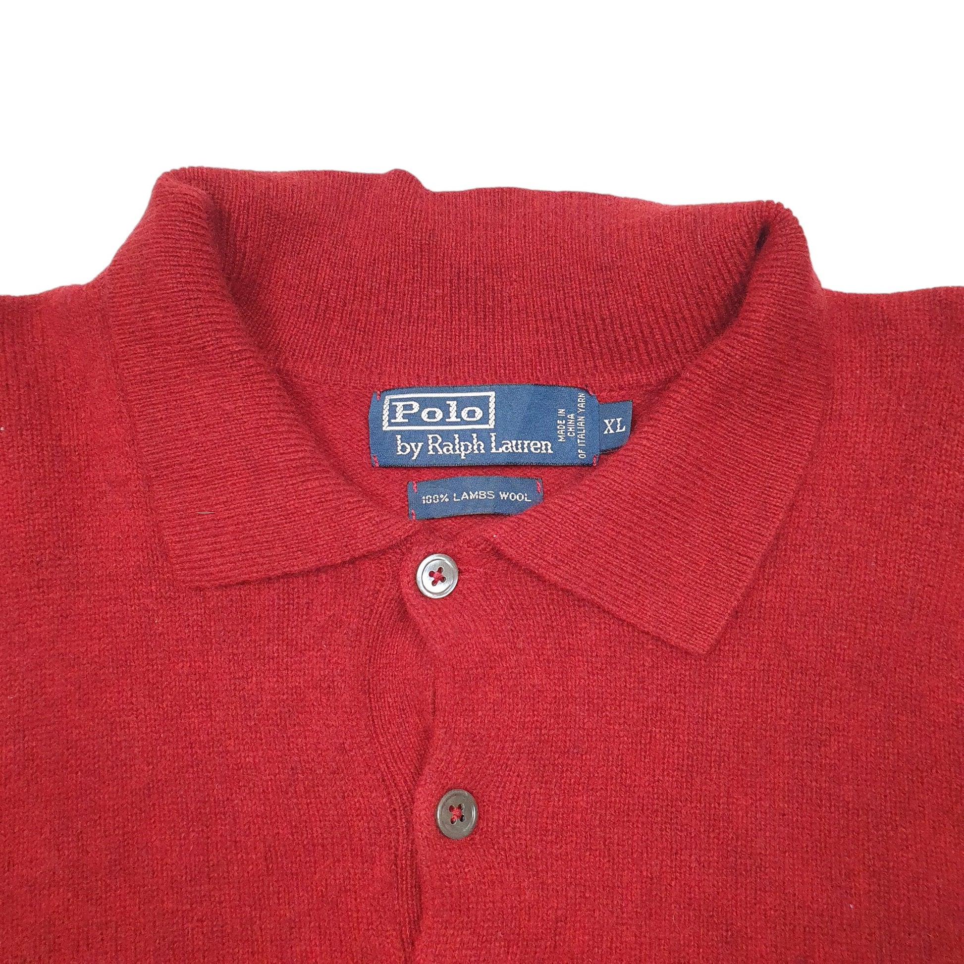 Mens Red Polo Ralph Lauren Collared Knit Crewneck Jumper