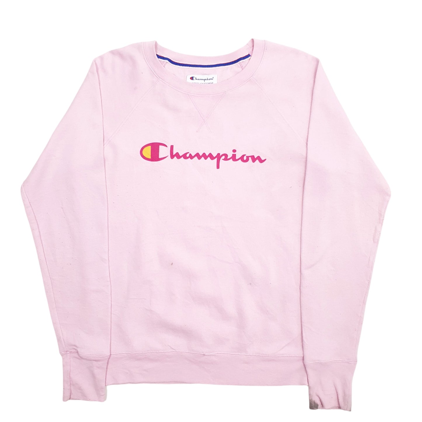 Womens Pink Champion Spellout Crewneck Jumper