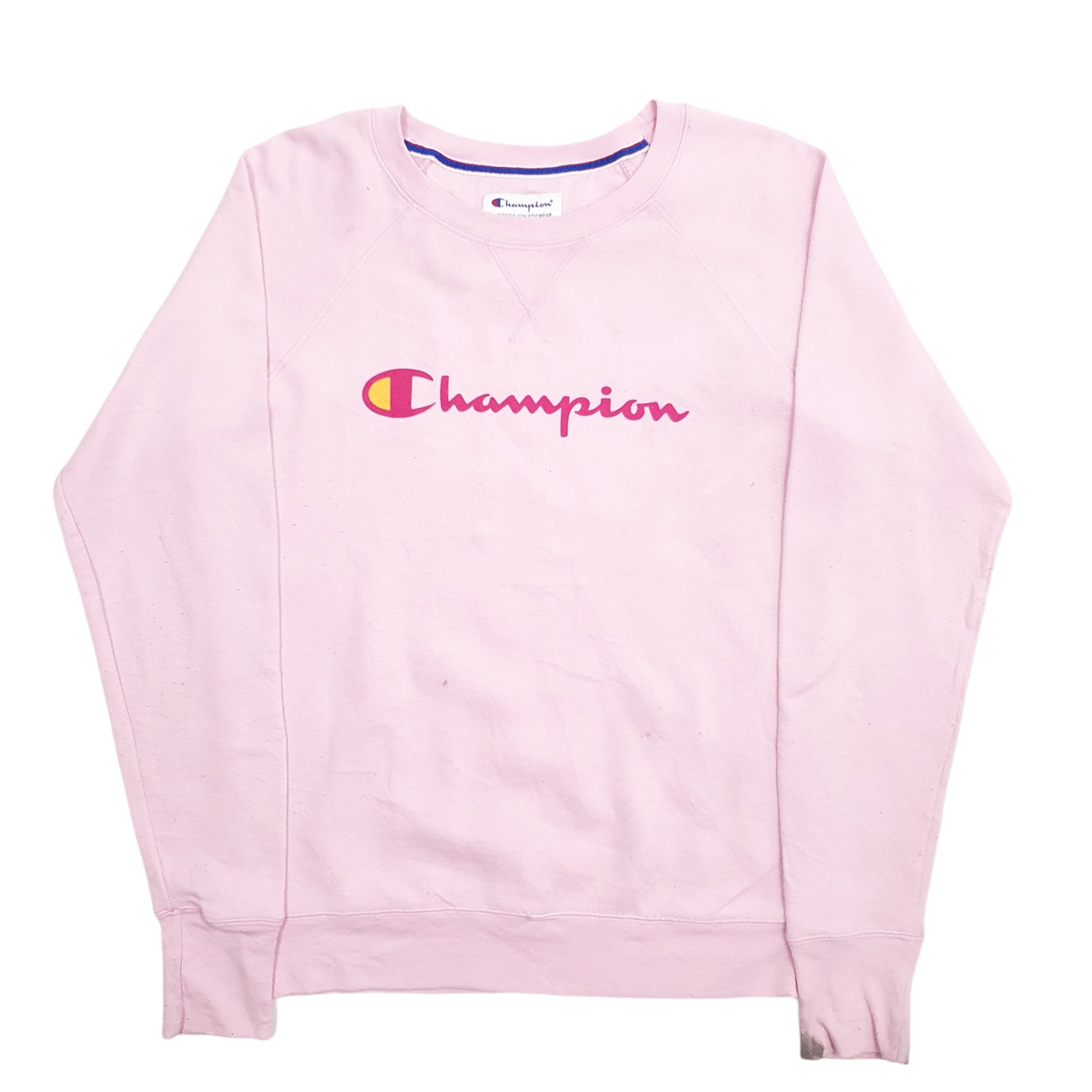 Womens Pink Champion Spellout Crewneck Jumper