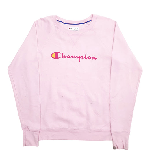 Womens Pink Champion Spellout Crewneck Jumper