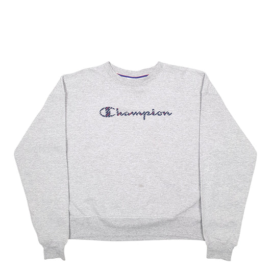 Womens Grey Champion Spellout Crewneck Jumper