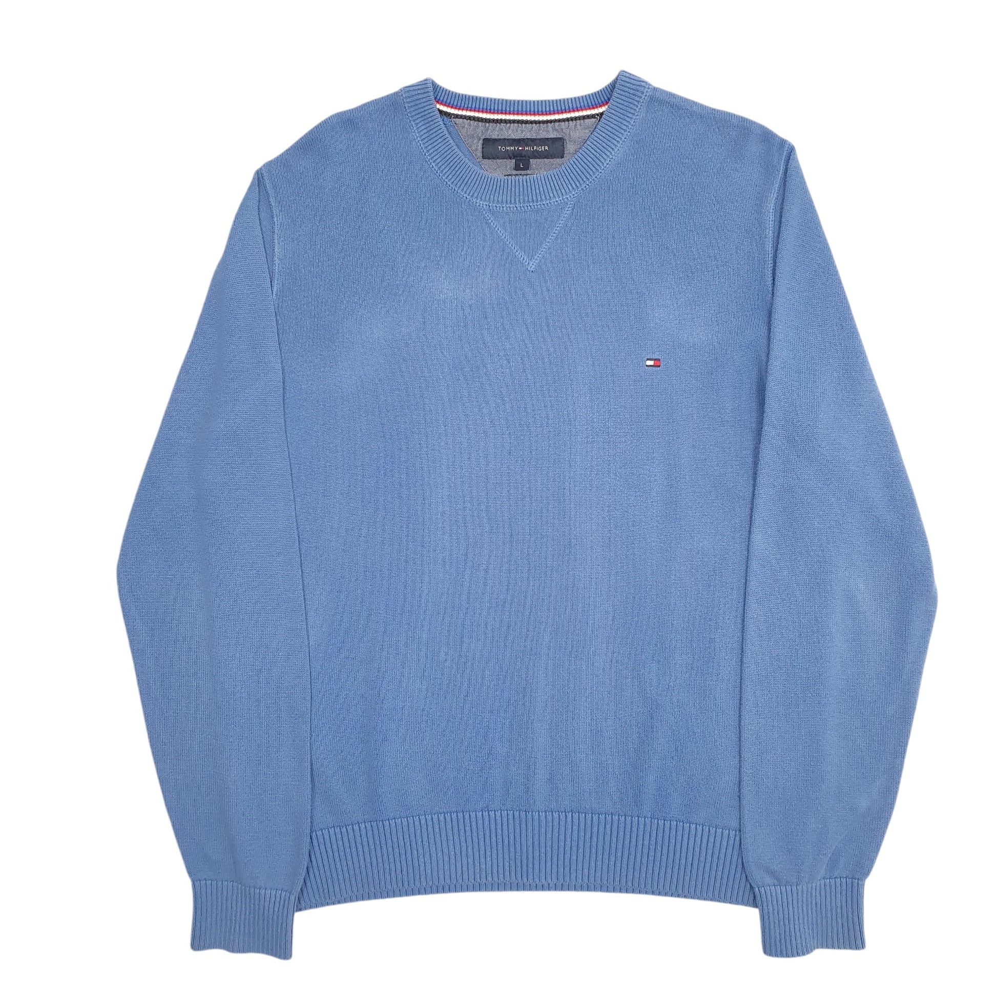 Mens Blue Tommy Hilfiger Knit V Neck Jumper