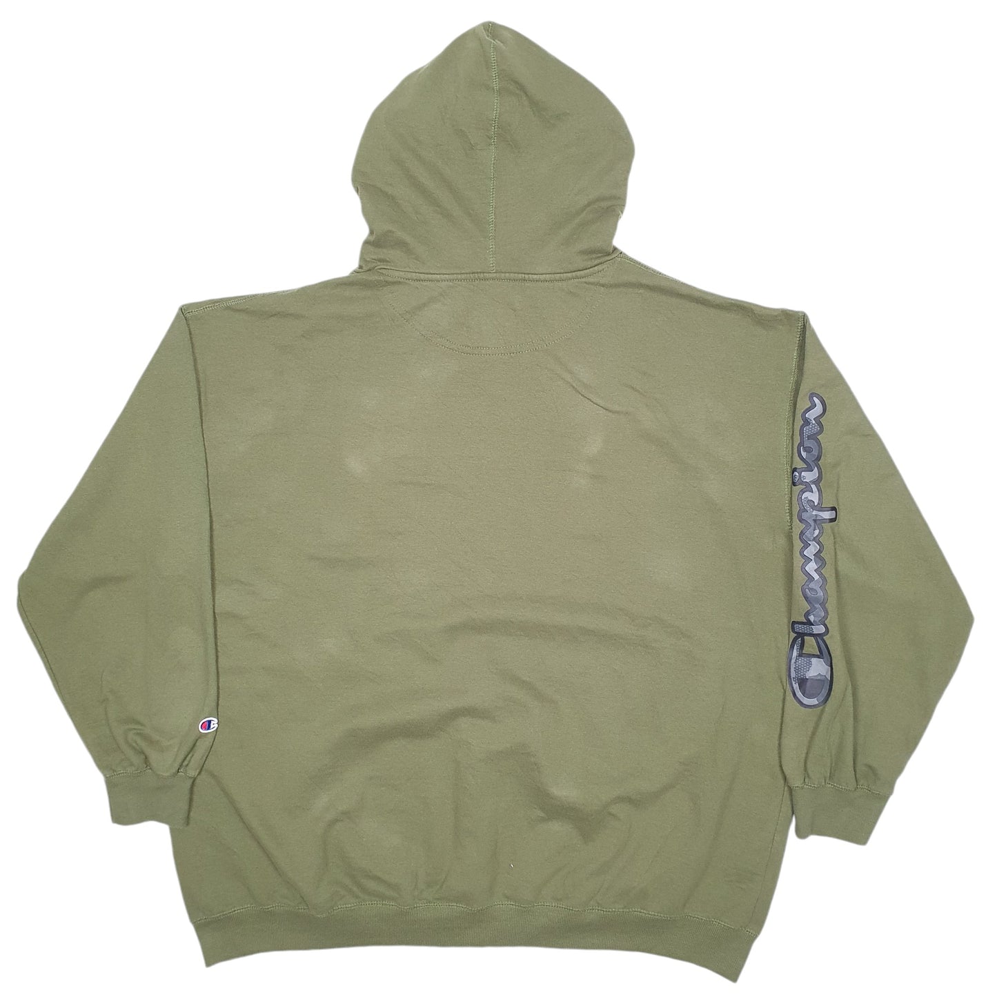 Mens Green Champion Spellout Hoodie Jumper