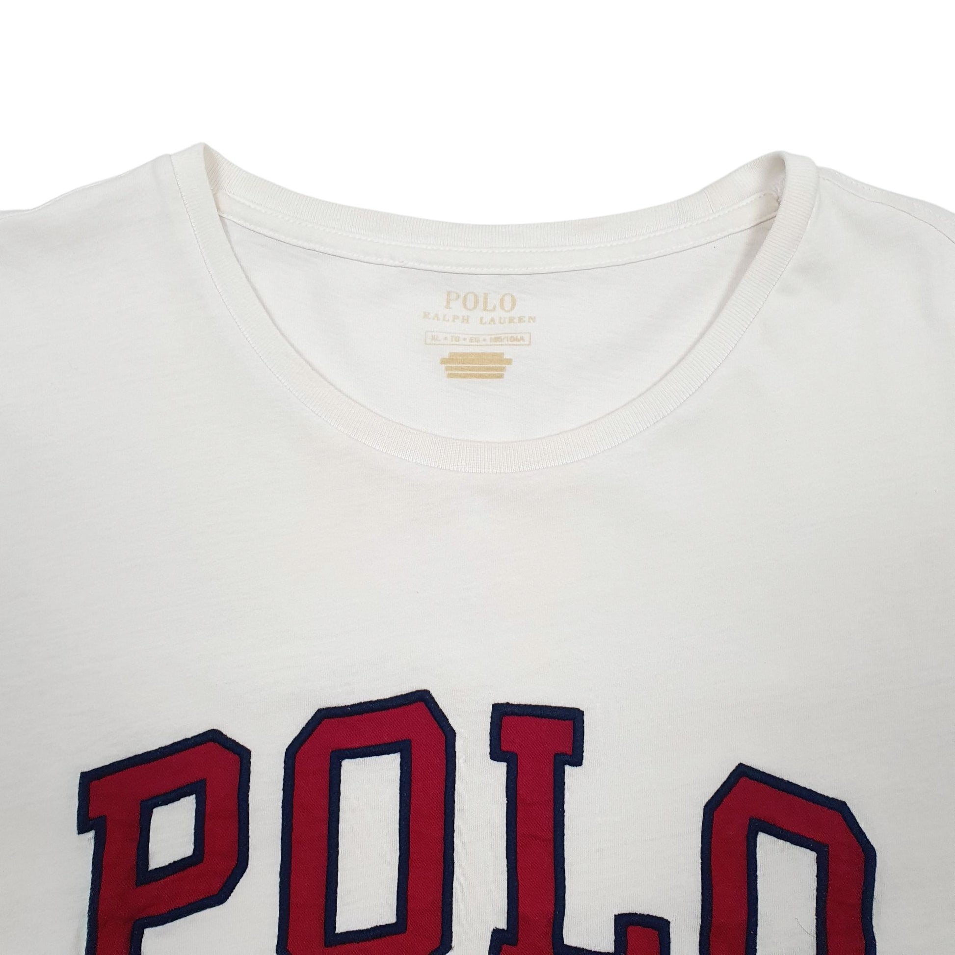 Mens White Polo Ralph Lauren Spellout Short Sleeve T Shirt