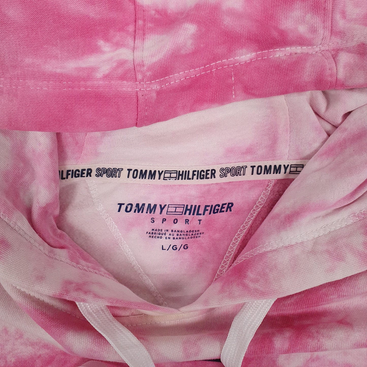 Womens Pink Tommy Hilfiger Sport Tie Dye Hoodie Jumper