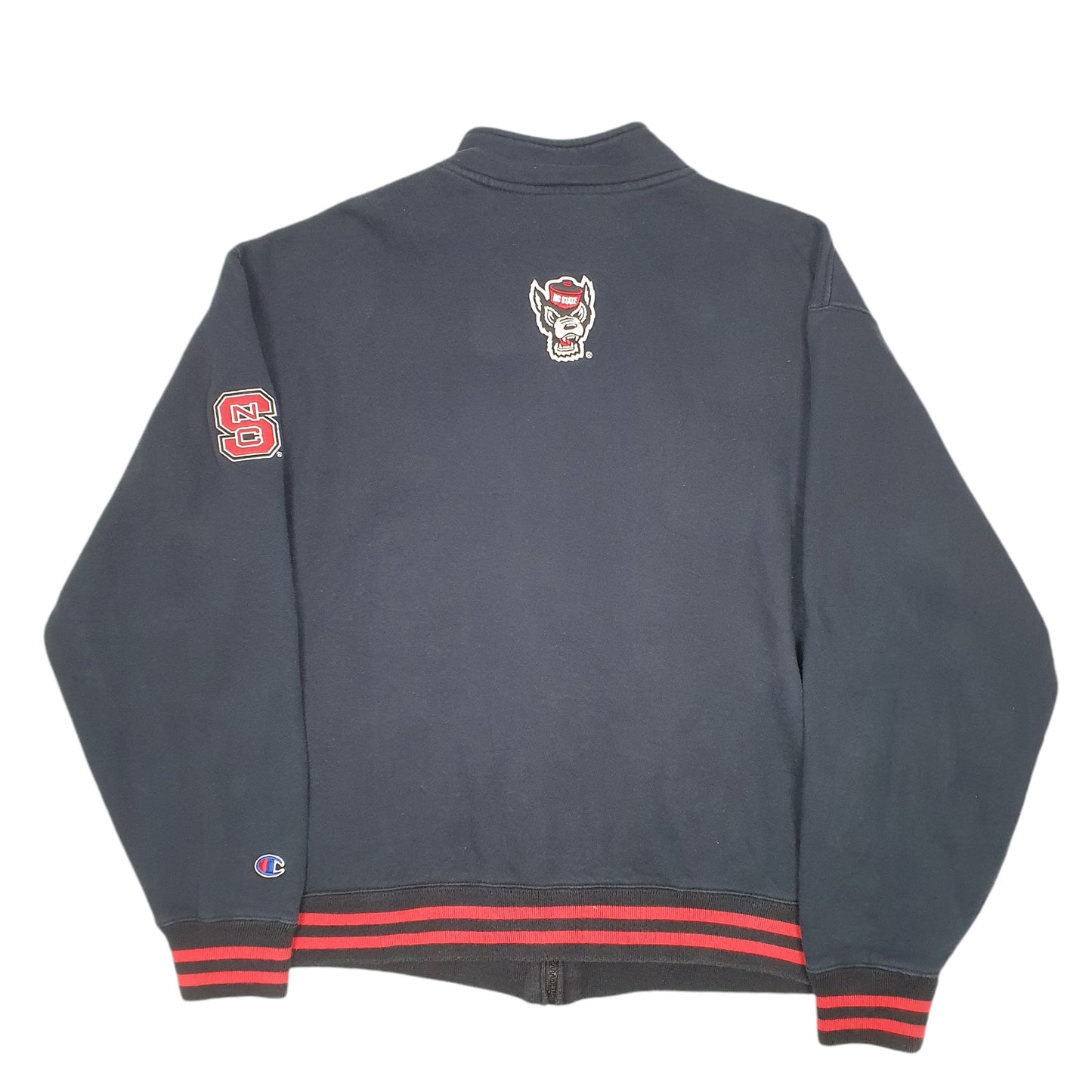 Mens Black Champion NC State University USA Spellout Full Zip Jumper
