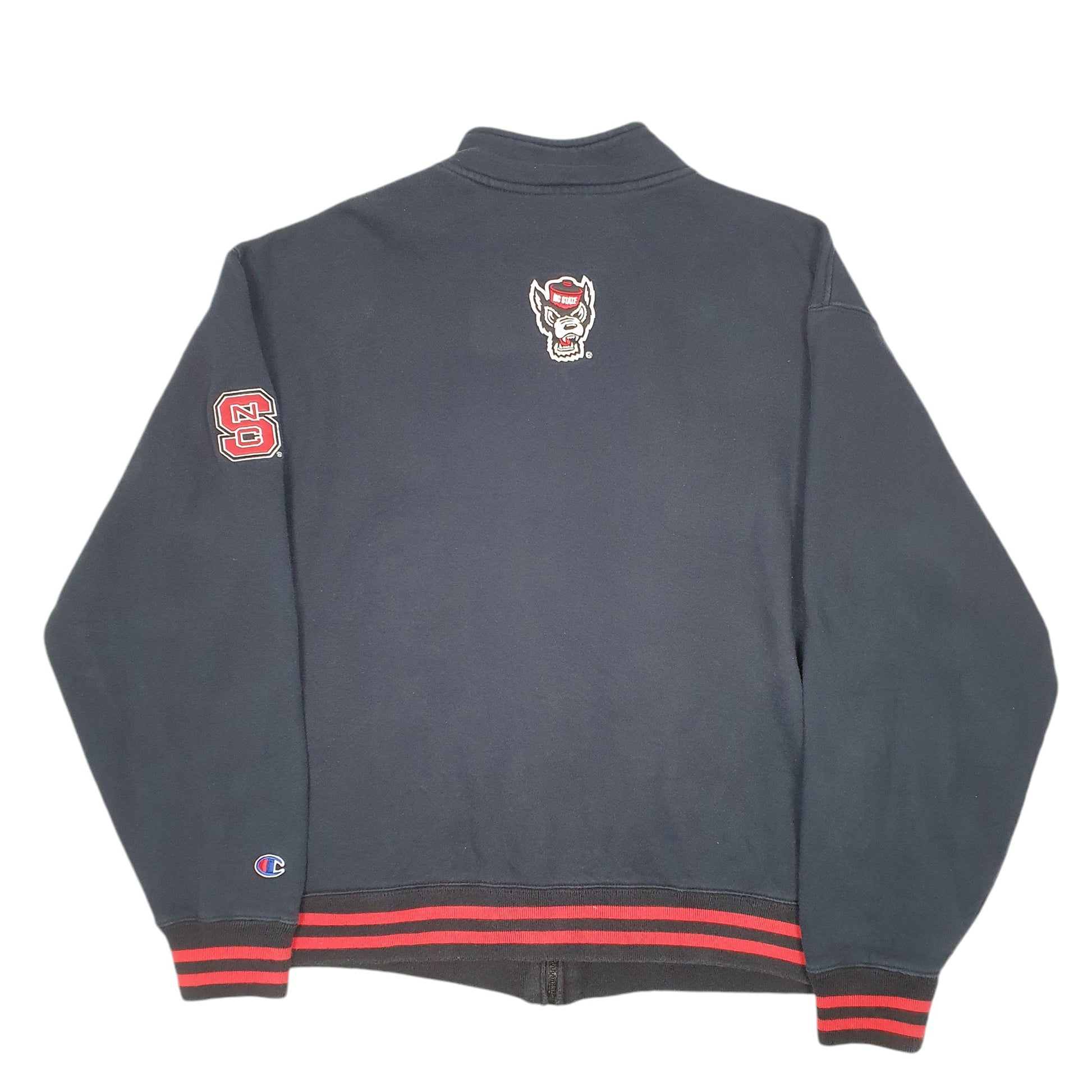 Mens Black Champion NC State University USA Spellout Full Zip Jumper