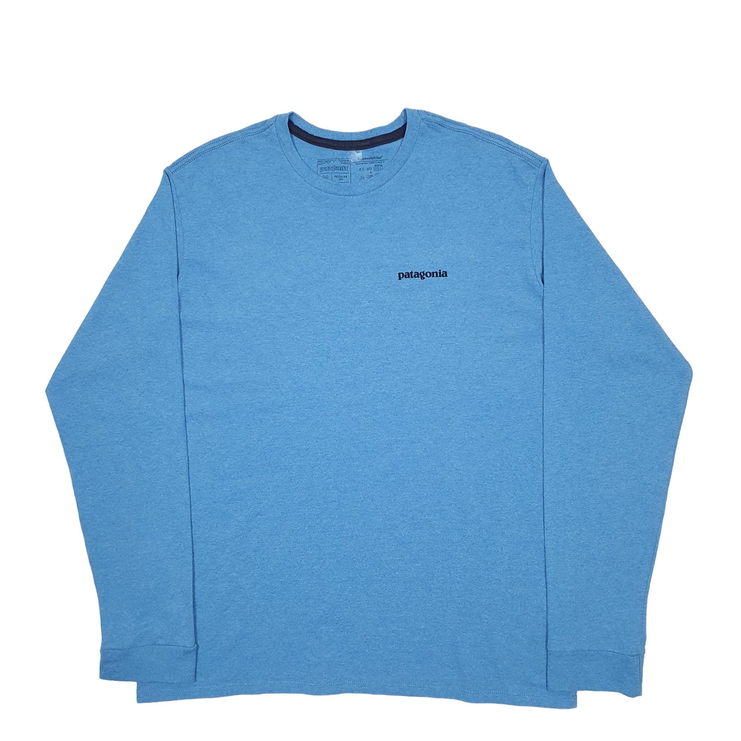 Mens Blue Patagonia Spellout Wolf Long Sleeve T Shirt
