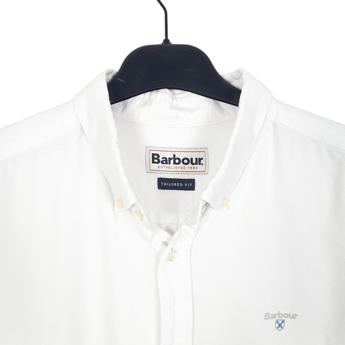 Mens White Barbour Tailored Long Sleeve Shirt