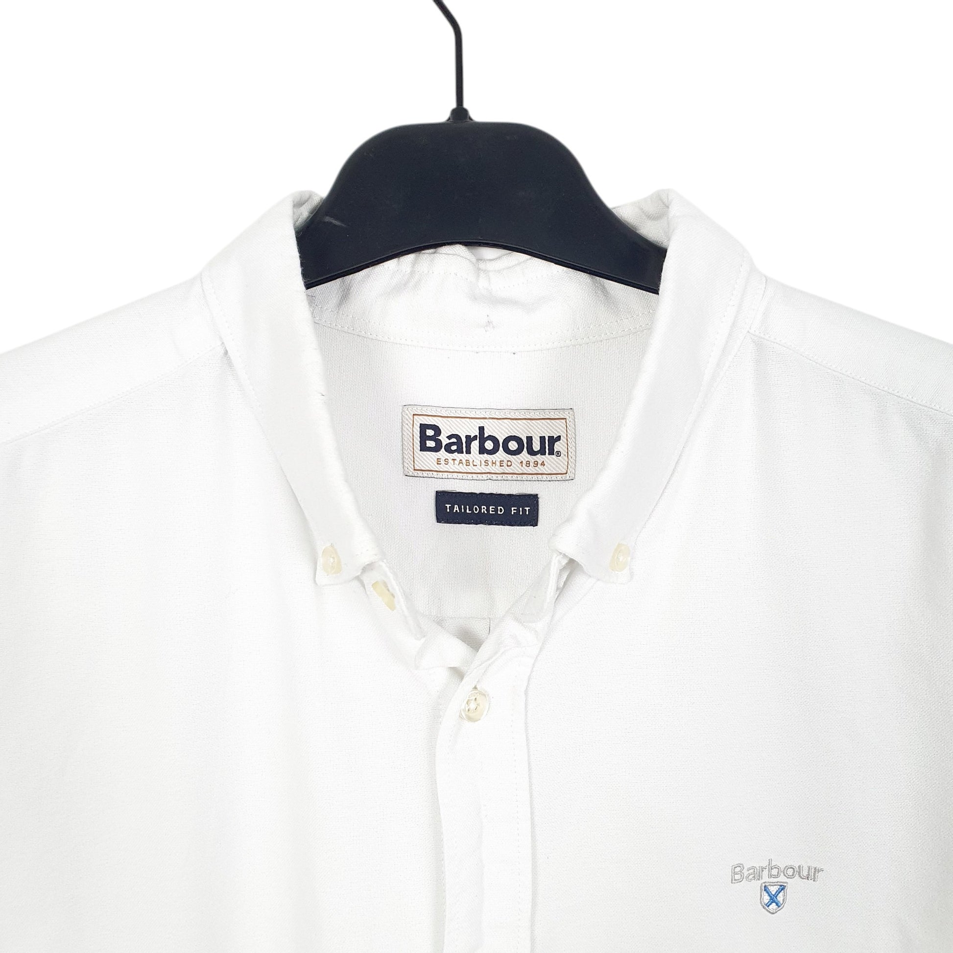 Mens White Barbour Tailored Long Sleeve Shirt