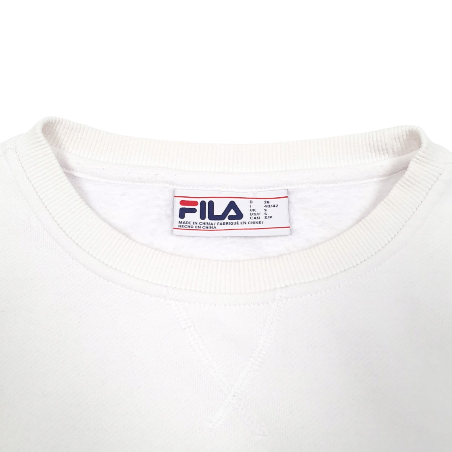 Mens White Fila Spellout Crewneck Jumper