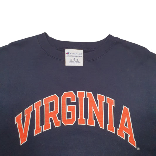 Mens Navy Champion Virginia Spellout Crewneck Jumper