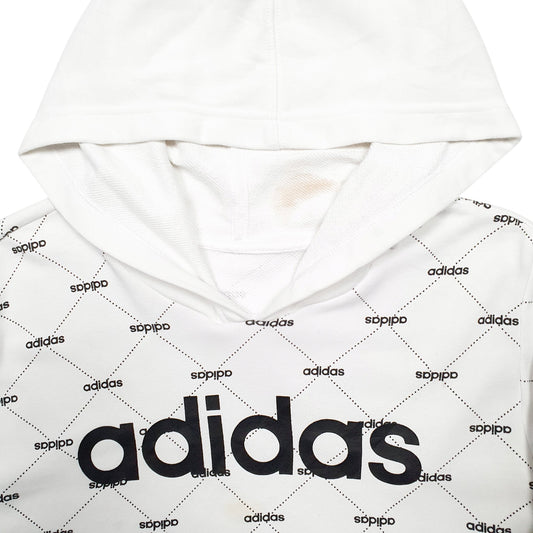 Womens White Adidas  Hoodie Jumper