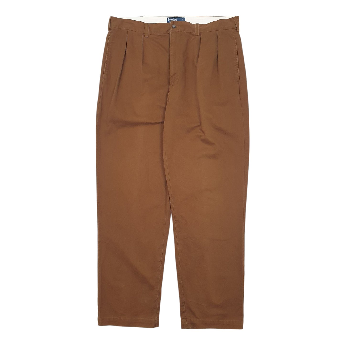 Mens Brown Polo Ralph Lauren Double Pleated Andrew Pants Chino Trousers