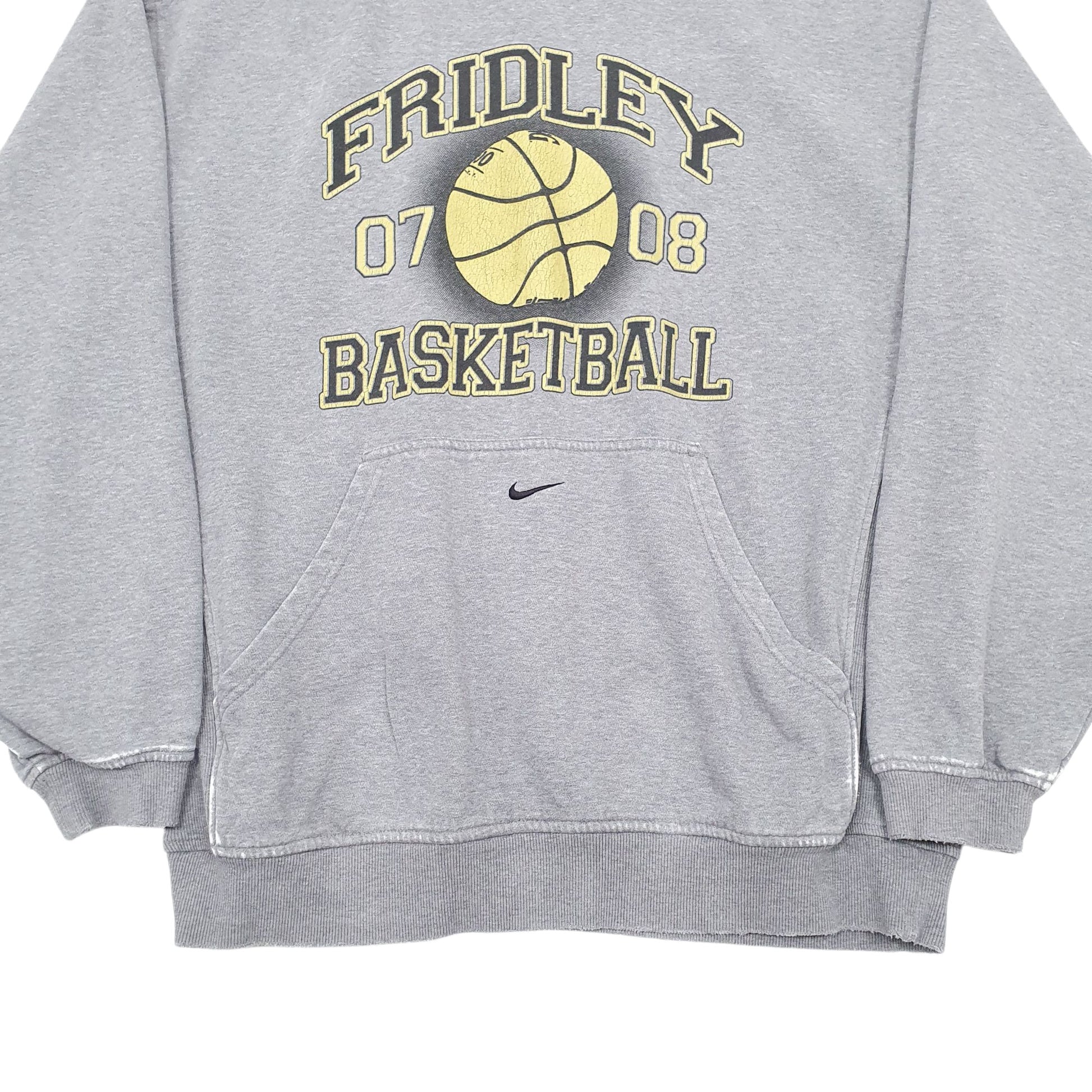 Mens Grey Nike Team Vintage 00s Basketball Hoodie Jumper
