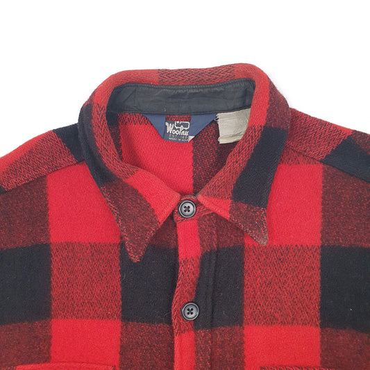 Mens Red Woolrich Vintage 1970s 80s Plaid Mackinaw Cruiser  Coat