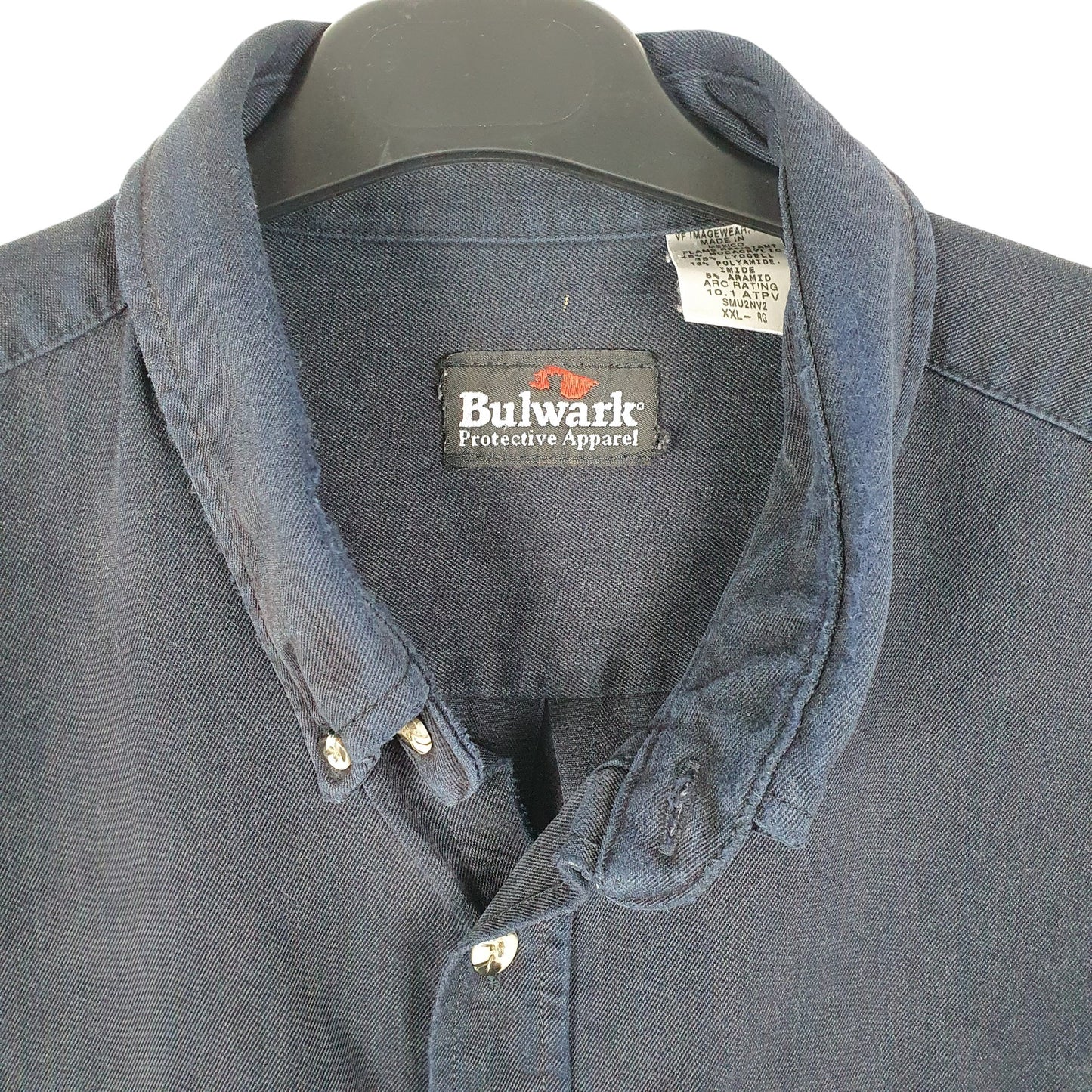 Mens Navy Bulwark Flame Resistant Workwear Long Sleeve Shirt