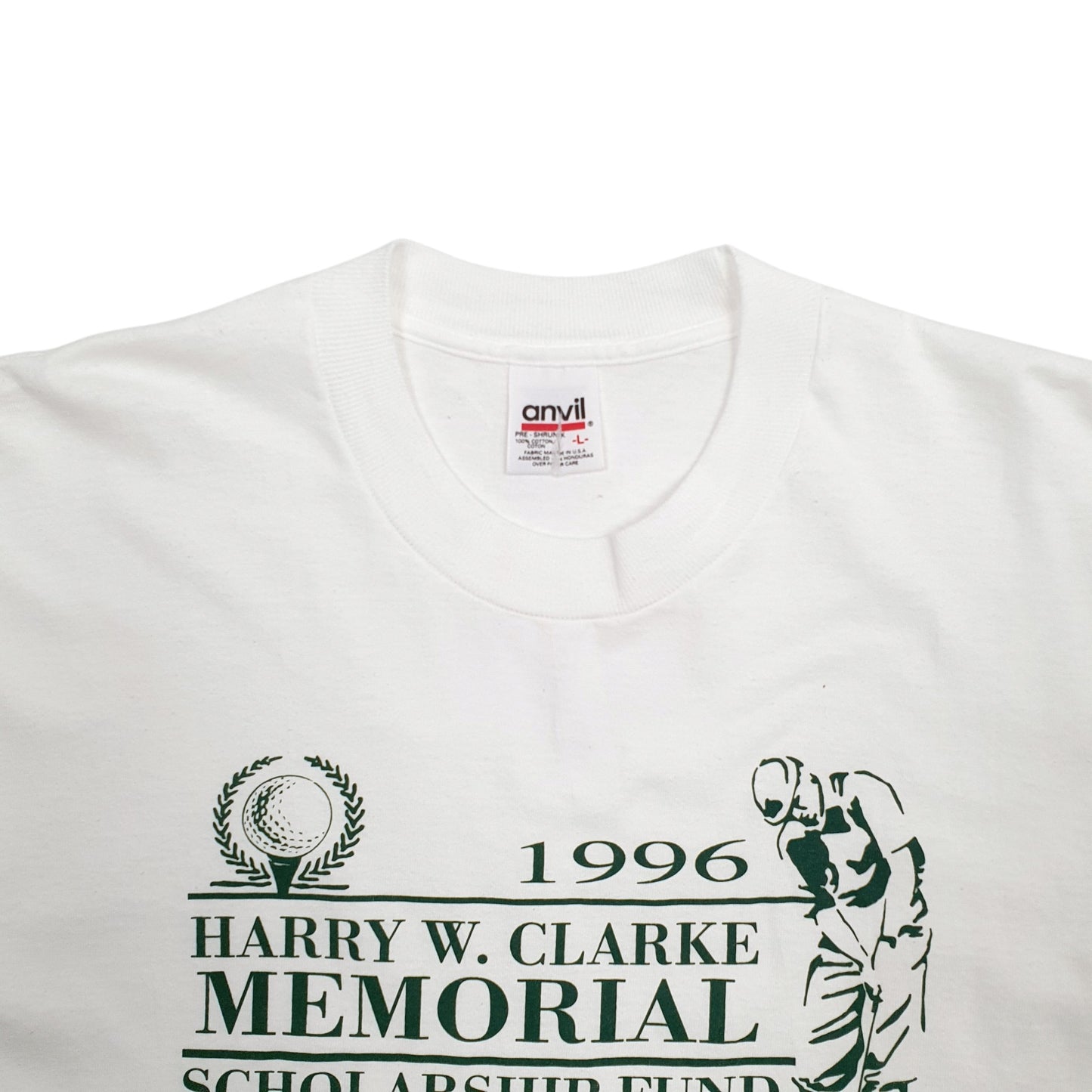 Mens White Anvil Single Stitch Vintage 90s Golf 1996 Made In USA Short Sleeve T Shirt